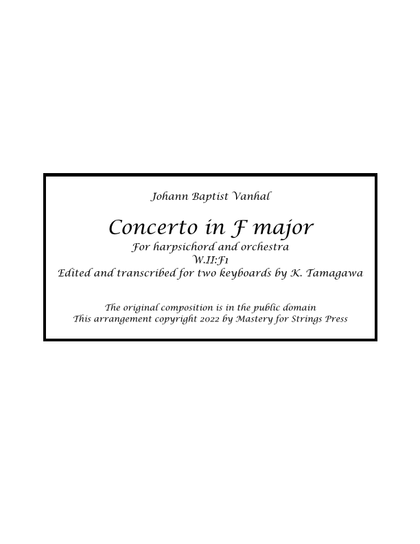 Concerto in F major (arr. Kiyoshi Tamagawa)