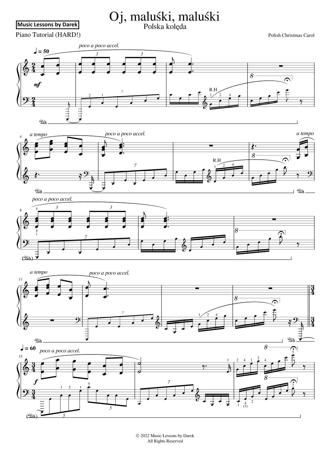 Oj, maluski, maluski (Polish Christmas Carol) [HARD PIANO] (arr. Darek)