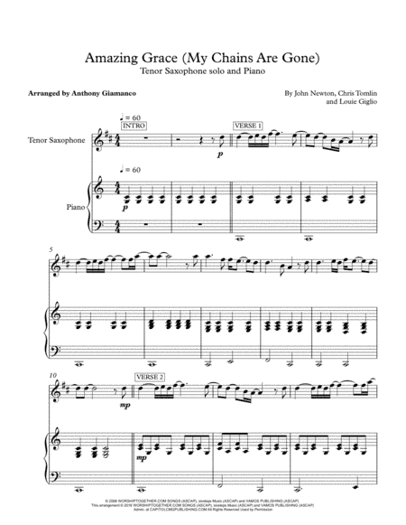 Amazing Grace (my Chains Are Gone) (arr. Anthony Giamanco)
