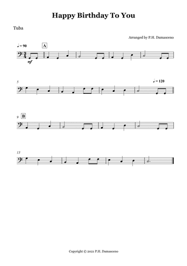 Happy Birthday To You - Tuba Solo (arr. P.H. Damasceno)