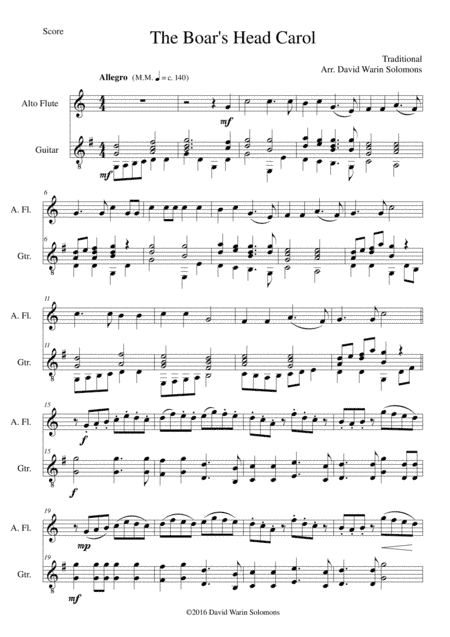 The Boar's Head Carol for alto flute and guitar (arr. David Warin Solomons)