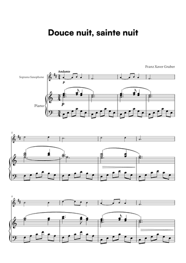 Franz Xaver Gruber - Douce nuit, sainte nuit (for Soprano Saxophone and Piano) (arr. Cadenza Editions)