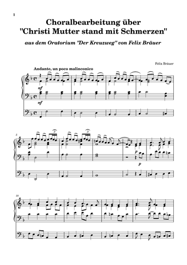 Choralbearbeitung über "Christi Mutter stand mit Schmerzen" (Stabat mater)