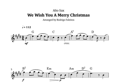 We Wish You a Merry Christmas (for solo alto sax) (arr. Rodrigo Faleiros)