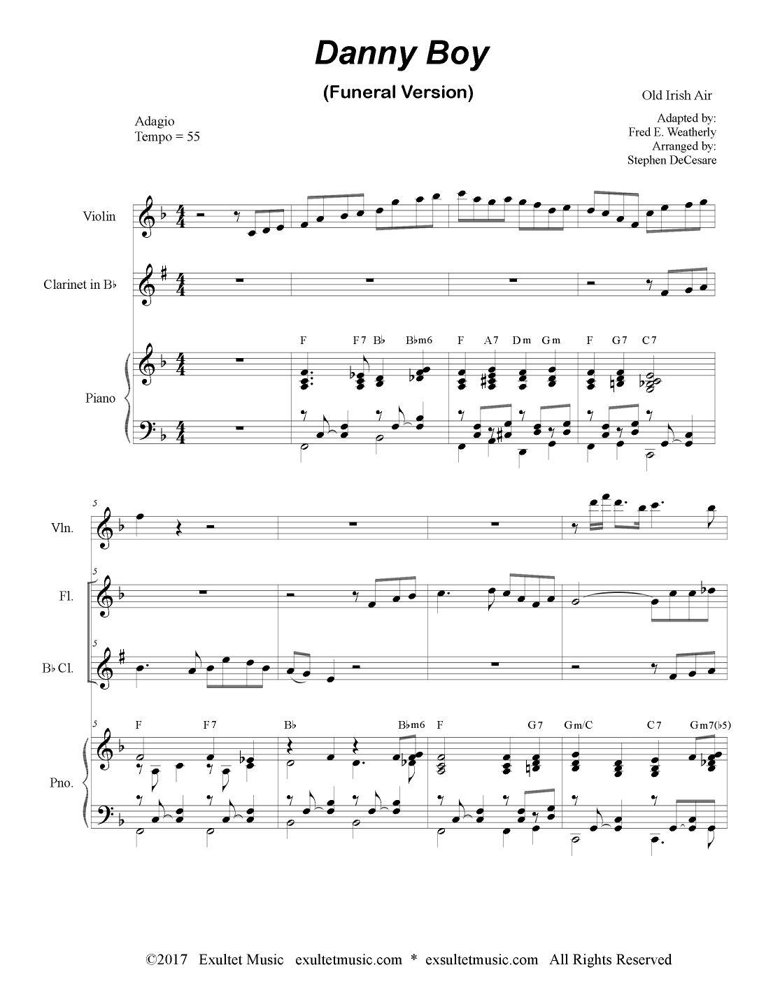 Danny Boy (Funeral Version) (Duet for Flute and Bb-Clarinet) (arr. Stephen DeCesare)