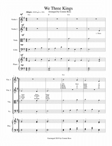 We Three Kings - strings and piano with parts (arr. Connie Boss)