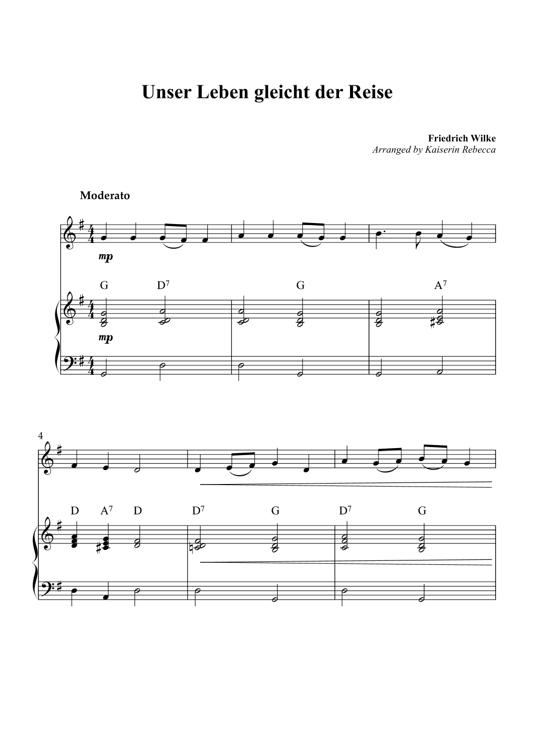 Unser Leben gleicht der Reise (arr. Kaiserin Rebecca)