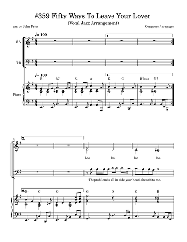 Fifty Ways To Leave Your Lover (arr. John Fries)