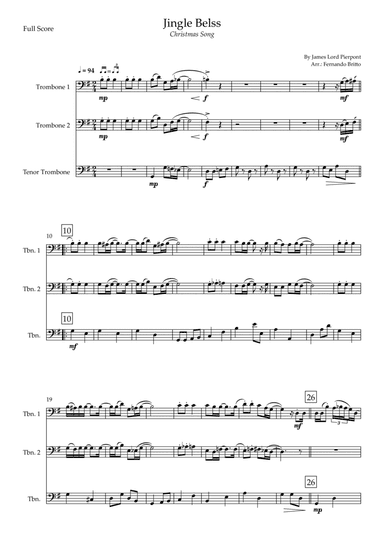 Jingle Bells - Jazz Version (Christmas Song) for Trombone Trio (arr. Fernando Britto)