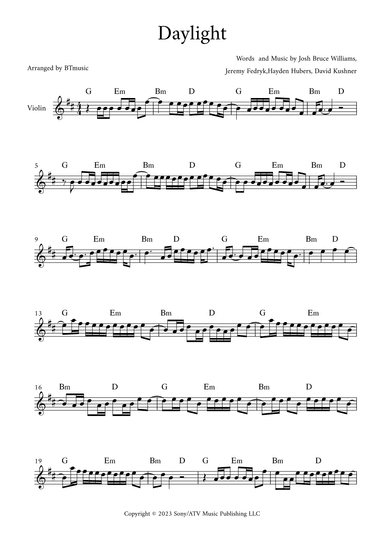Daylight (arr. BTmusic)