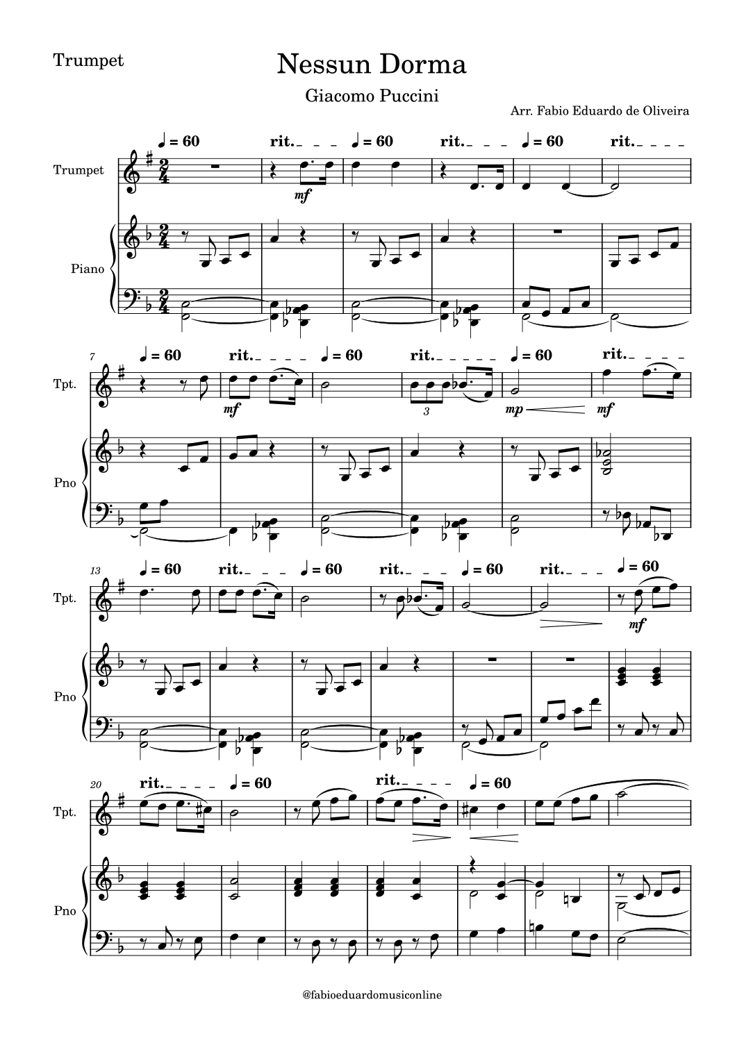 Nessun Dorma (Puccini) (arr. Fabio Eduardo de Oliveira)