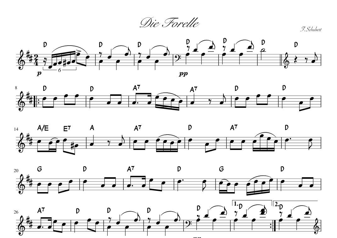 "Die Forelle" Ddur (arr. pfkaori)