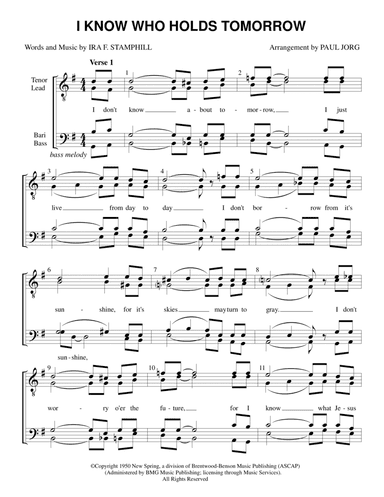 I Know Who Holds Tomorrow (arr. Paul A. Jorg)