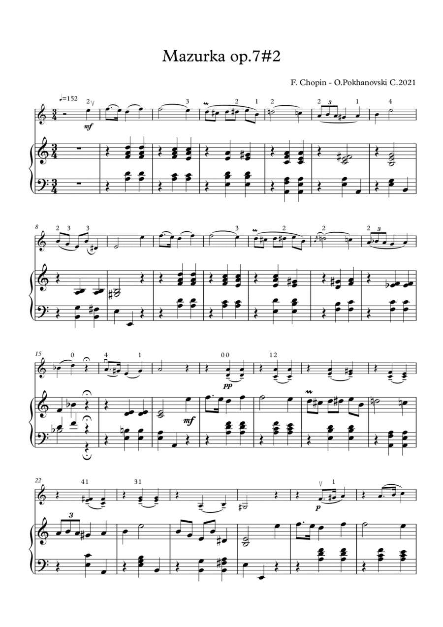 Chopin-Pokhanovski Mazurka for violin and piano