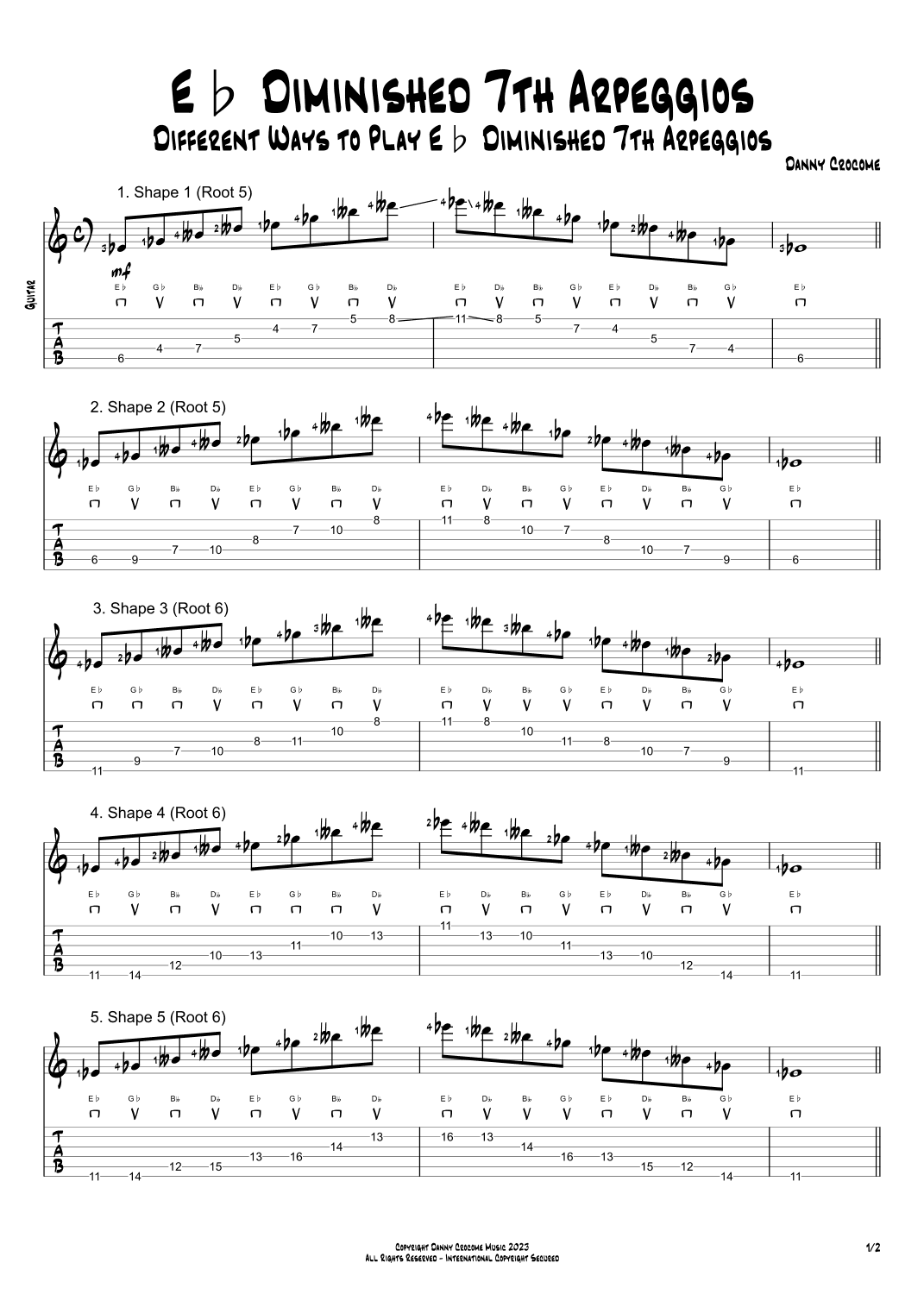 Eb Diminished 7th Arpeggios (5 Ways to Play)