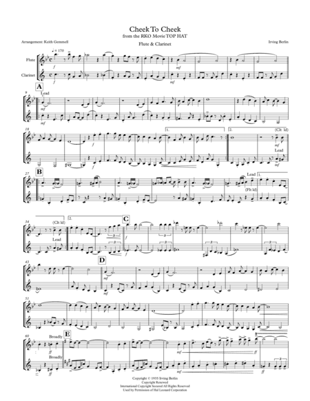 Cheek To Cheek (arr. Keith Gemmell)