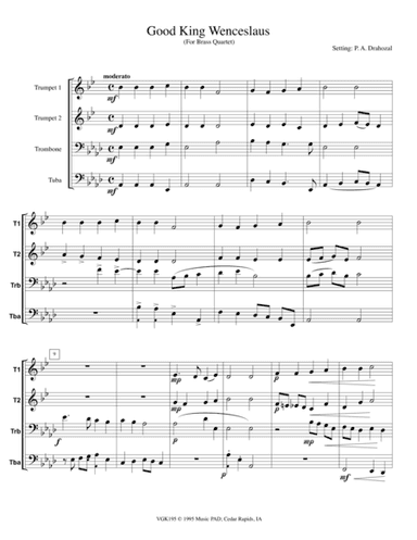 Good King Wenceslas (Traditional Christmastide Carol set for mixed brass quartet)