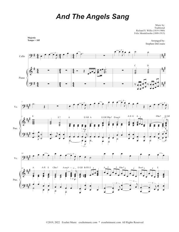 And The Angels Sang (Cello solo and Piano) (arr. Stephen DeCesare)