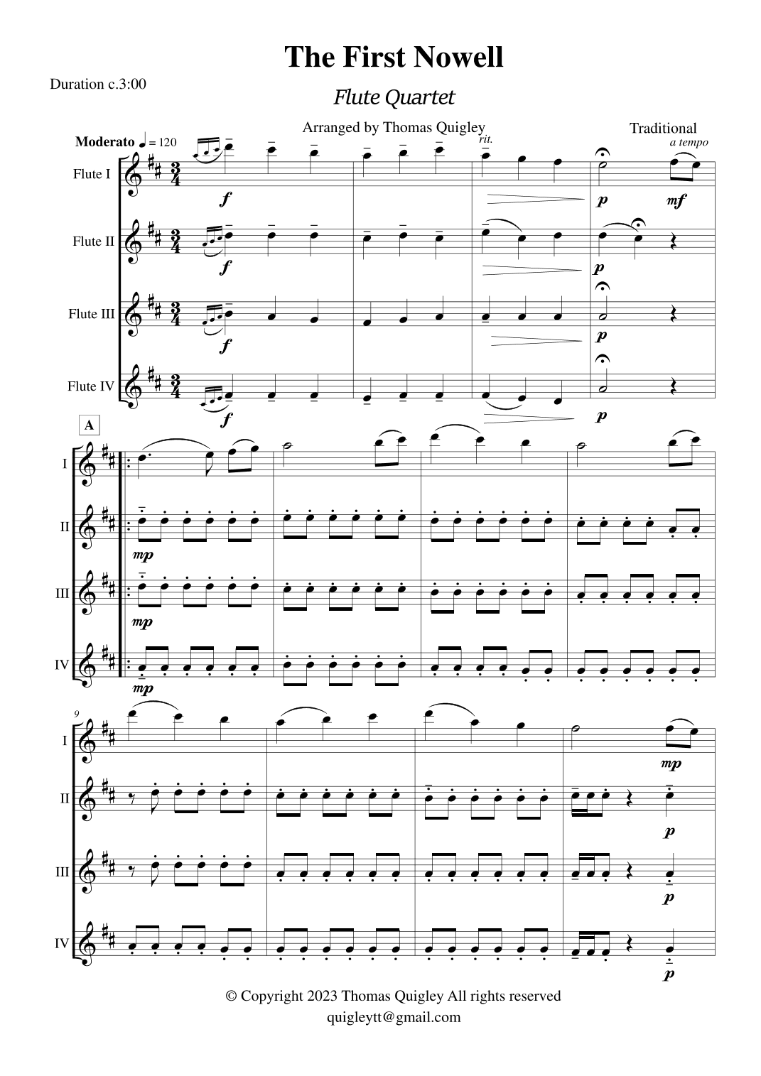 The First Nowell (arr. Thomas Quigley)
