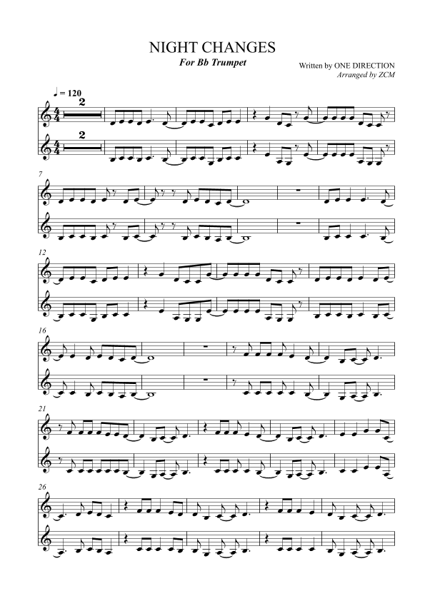 Night Changes (arr. Zachary Corbett)