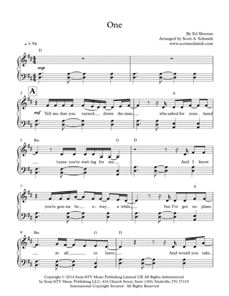 One (arr. Scott A. Schmidt)