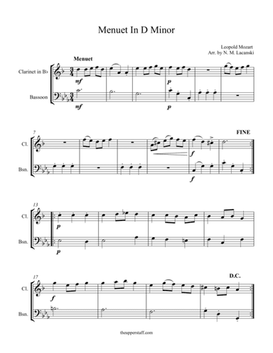 Menuet in D Minor (arr. Nick Lacanski)