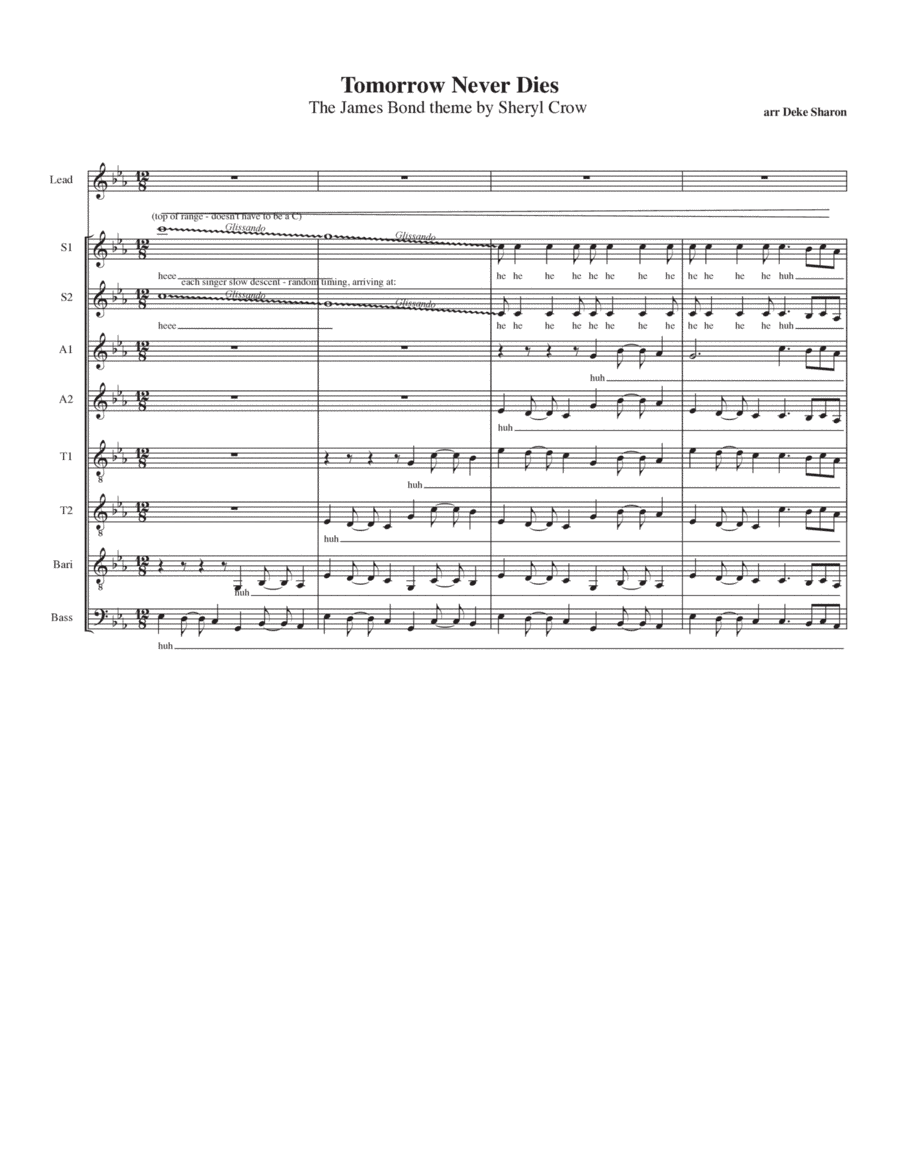 Tomorrow Never Dies  from the Motion Picture TOMORROW NEVER DIES (arr. Deke Sharon)