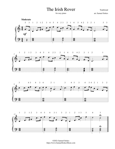 The Irish Rover - for easy piano (arr. Samuel Stokes)