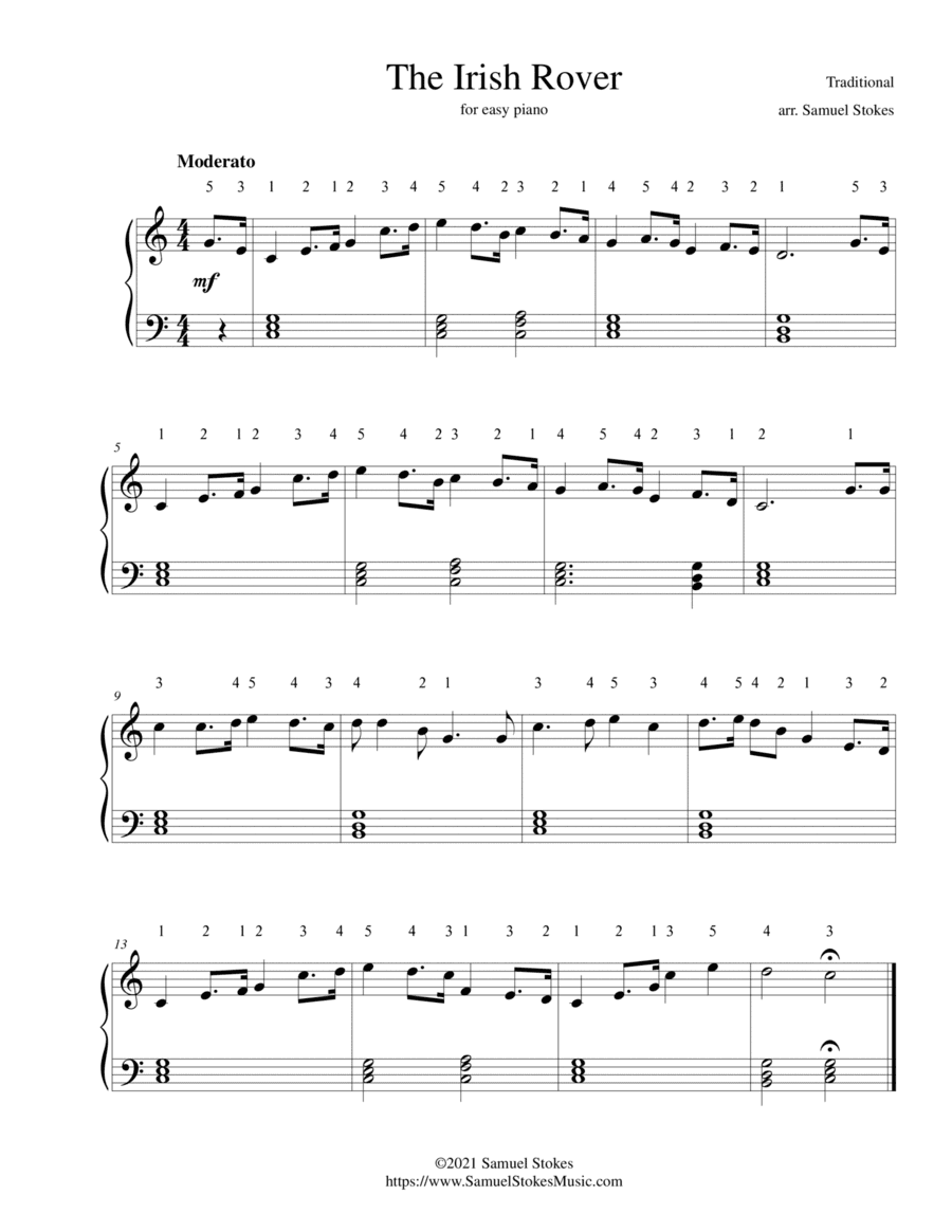 The Irish Rover - for easy piano (arr. Samuel Stokes)