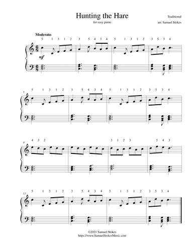 Hunting the Hare - for easy piano (arr. Samuel Stokes)