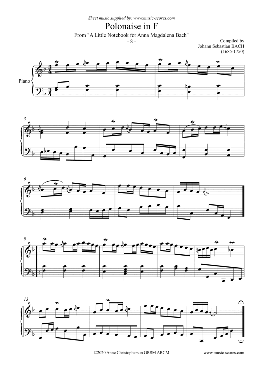 Polonaise in F - Piano (arr. Anne L Christopherson GRSM ARCM)