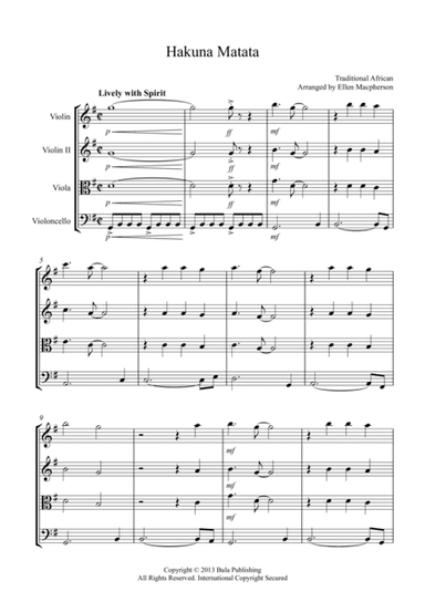 "Hakuna Matata" - Traditional African - String Quartet (arr. Ellen Macpherson)