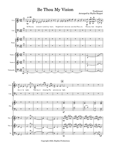 Be Thou My Vision - SATB vn1+2 cello piano (arr. Phyllis Hopper)