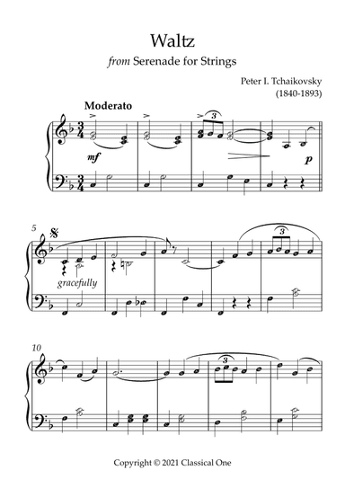 Tchaikovsky - Waltz (from Serenade for Strings)(With Note name) (arr. MPS)