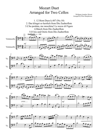 Mozart Duet arranged for Cello Duet (arr. Ellen Macpherson)