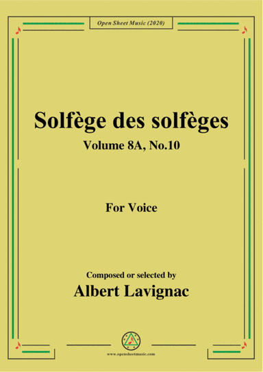 Lavignac-Solfège des solfèges,Volume 8A,No.10,for Voice (arr. MSM)