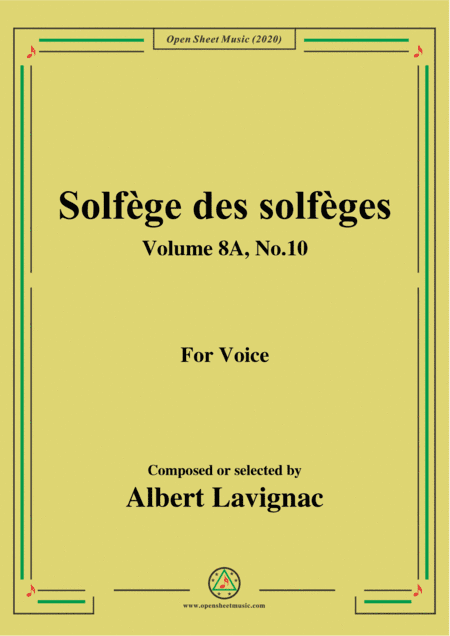 Lavignac-Solfège des solfèges,Volume 8A,No.10,for Voice (arr. MSM)