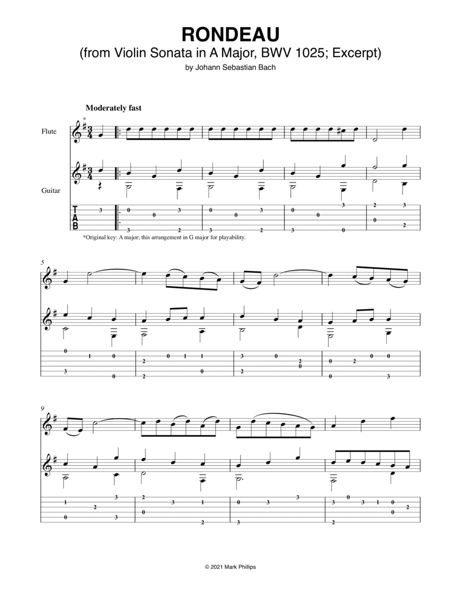 Rondeau (from Violin Sonata in A Major, BWV 1025) (arr. Mark Phillips)