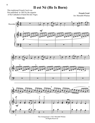 Christmas Duets for Recorder & Piano:  Il Est Ne (He Is Born) (arr. Meredith Whelan)