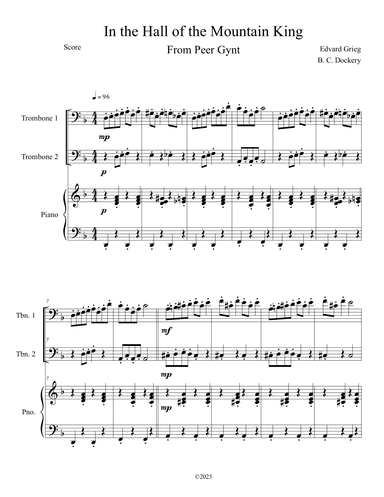 In the Hall of the Mountain King (Trombone Duet with Piano Accompaniment) (arr. B. C. Dockery)