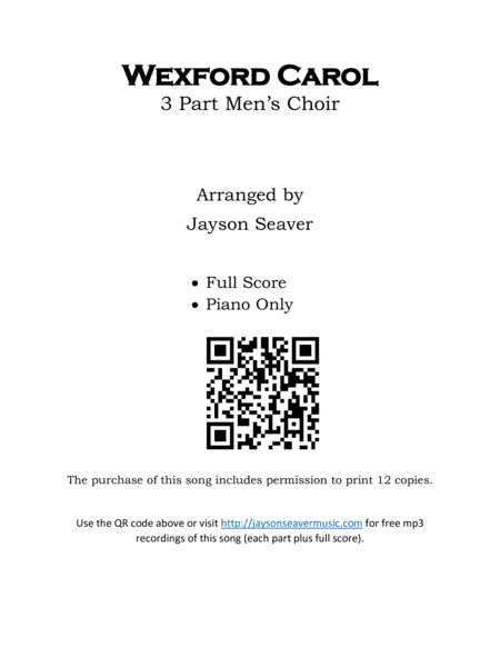 Wexford Carol (Men's Choir) (arr. Jayson Seaver)
