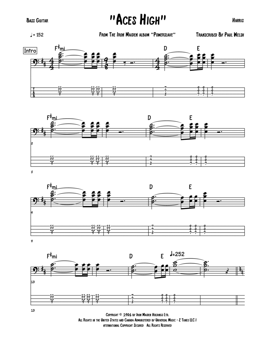 Aces High (arr. Accubass)