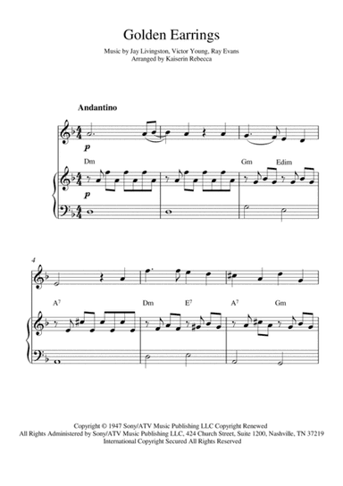Golden Earrings (arr. Kaiserin Rebecca)