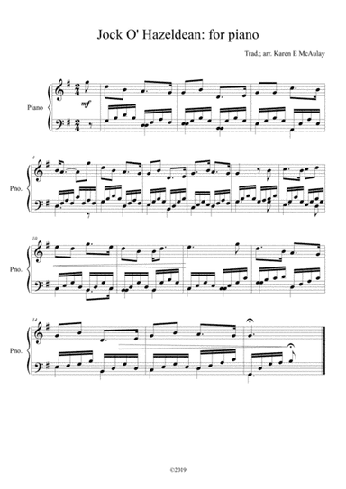 Jock o' Hazeldean: Border Ballad for Piano (arr. Karen E McAulay)