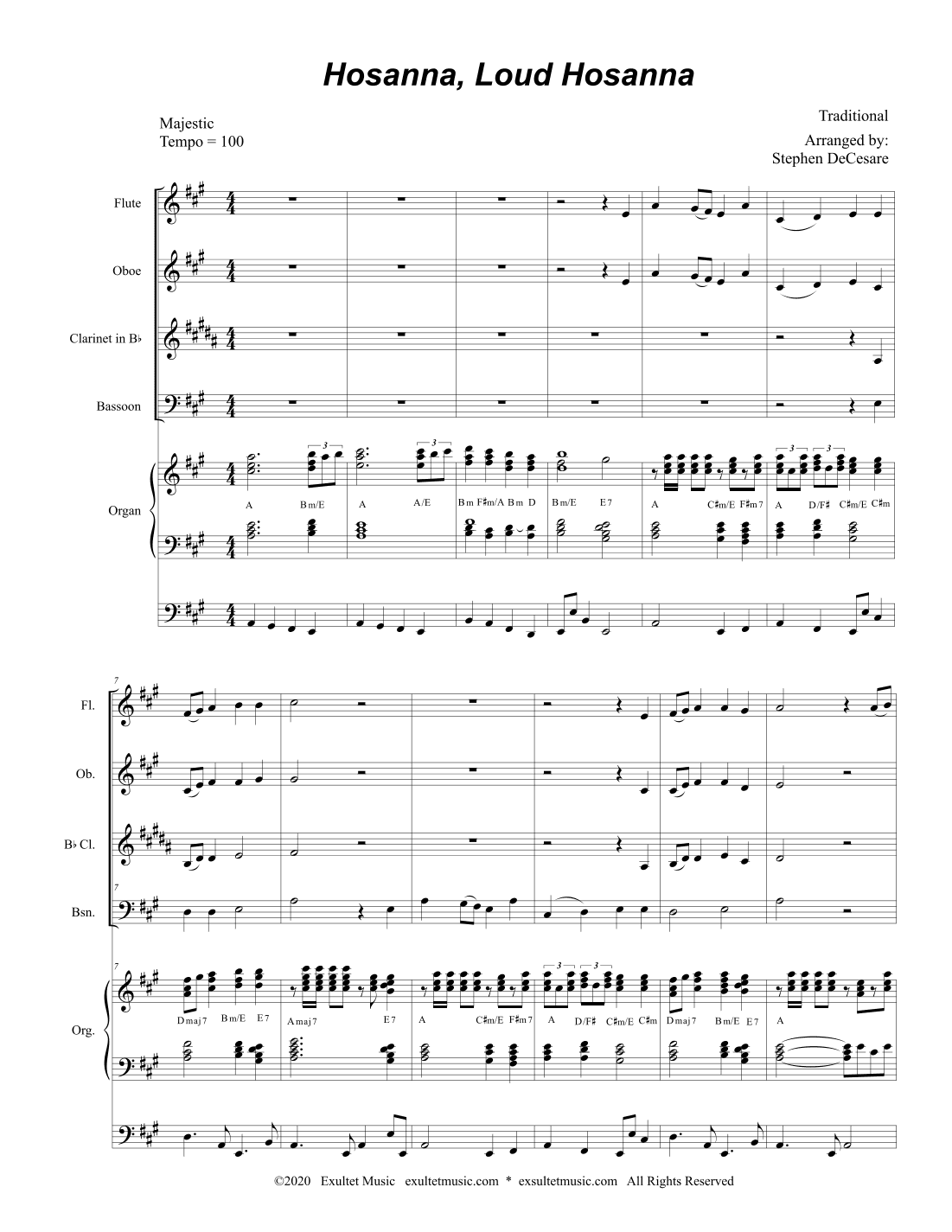Hosanna, Loud Hosanna (Woodwind Quartet - Organ accompaniment) (arr. Stephen DeCesare)