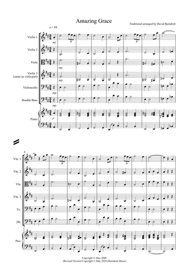 Amazing Grace for String Orchestra (arr. David Burndrett)