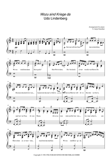 Wozu Sind Kriege Da (arr. Antje Günther)