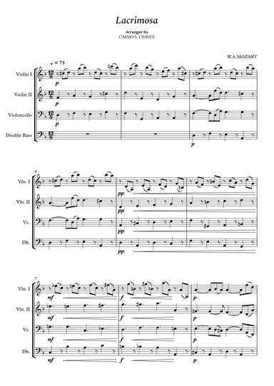 Mozart - Lacrimosa for String Quartet (arr. Cássio Silva Chaves)