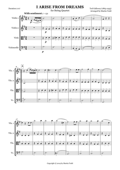 I Arise From Dreams for String Quartet (arr. Martin Todd)