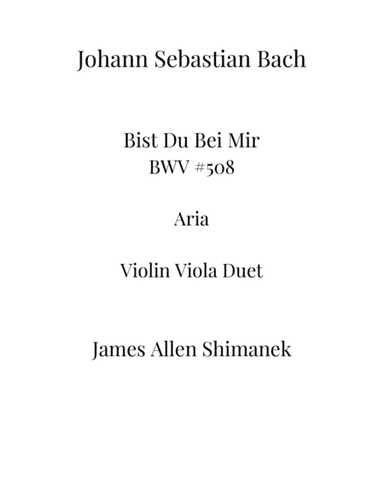 Bist Du Bei Mir BWV 508 (arr. James Allen Shimanek)